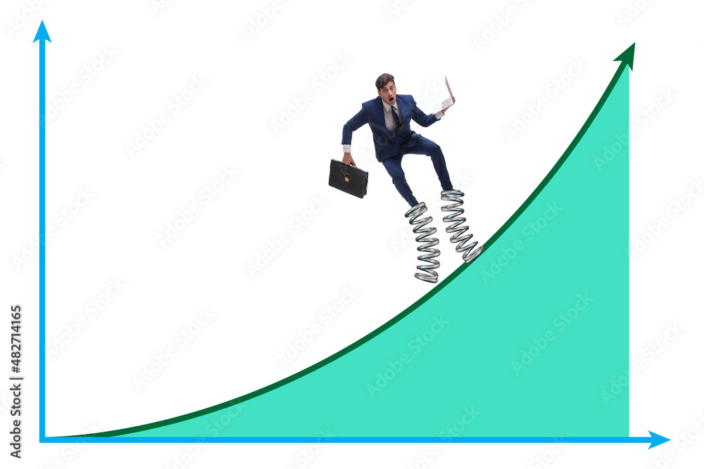Fototapeta premium Businessman jumping high on springs