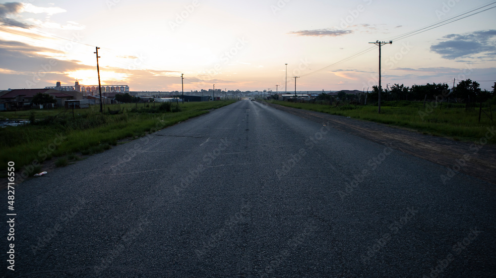 sunset on the road