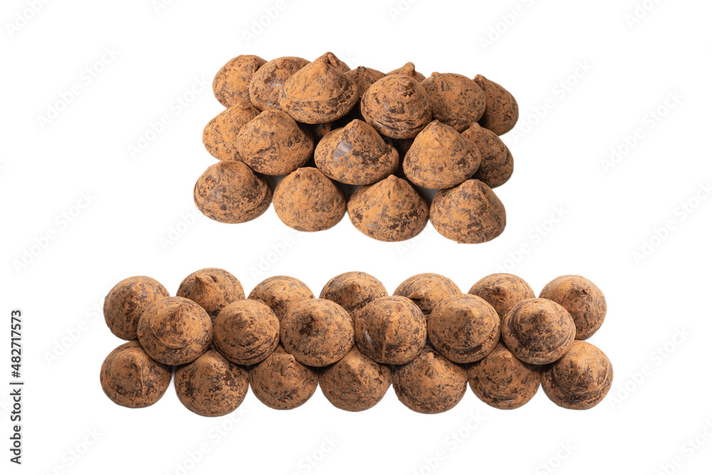 Chocolate truffles isolated on a white background. Chocolate truffles isolated on a white background.