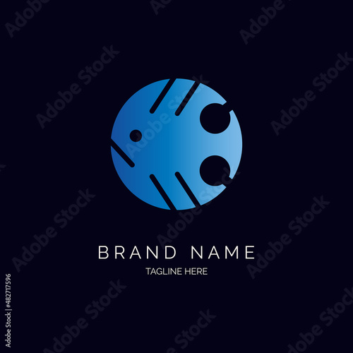 fish circle logo design template vector for brand or company and other