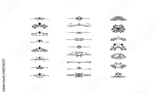 Decoration line vintage border divider black SVG vector digital file