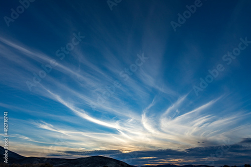 USA, Idaho, Bellevue, Cirrus clouds on sly at sunset photo