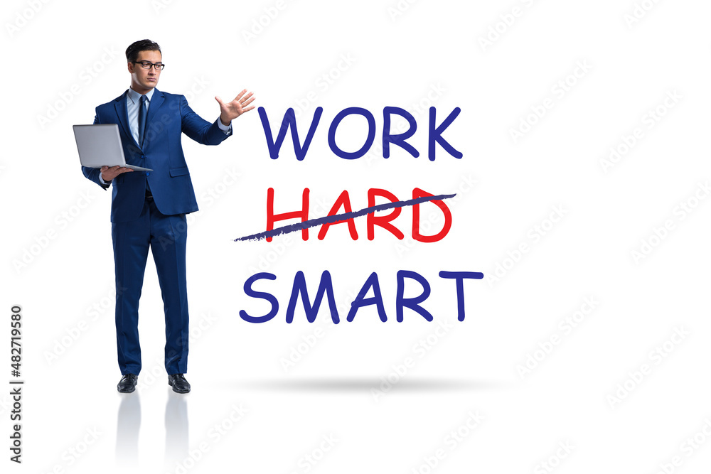 Businessman in working smart not hard concept Businessman in working smart not hard concept