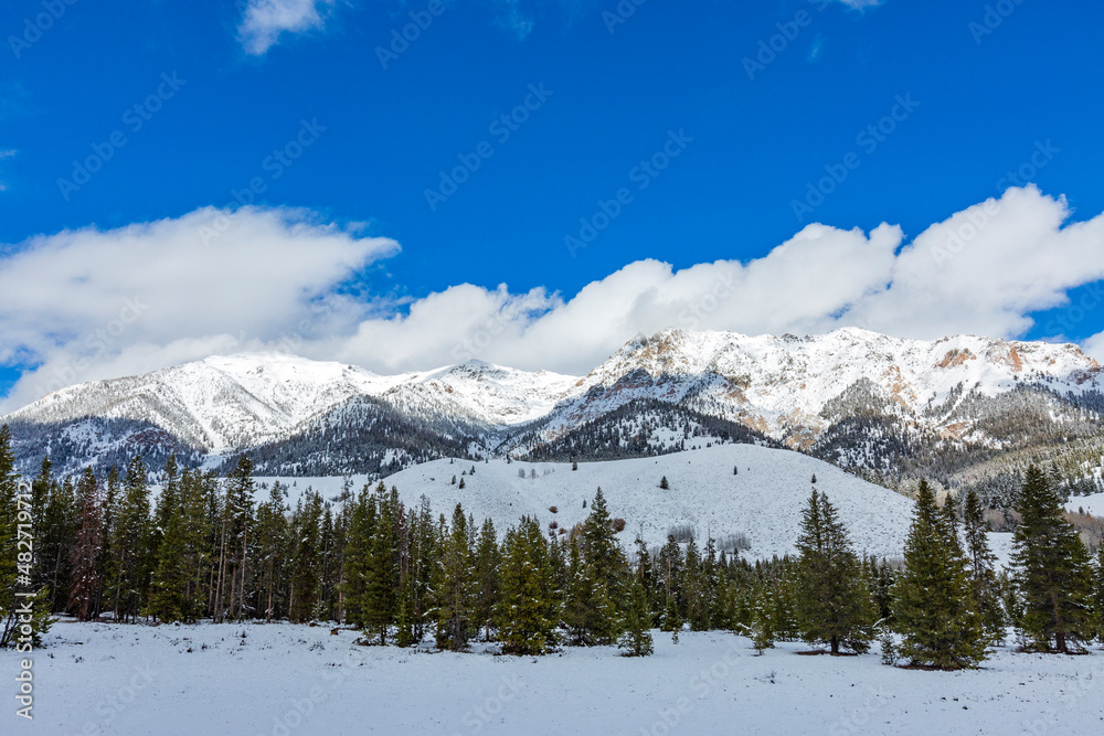 USA, Idaho, Ketchum, Mountain landscape and forest in winter USA, Idaho, Ketchum, Mountain landscape and forest in winter