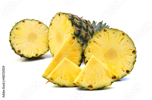 Pineapple slices isolated on white background 
