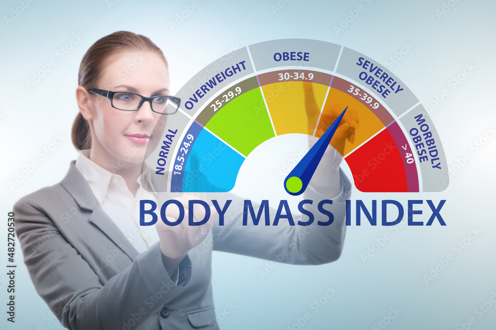 Concept of BMI - body mass index with nutritionist Concept of BMI - body mass index with nutritionist