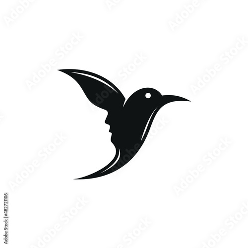 Dove Pigeons Flying Bird, Face, Hummingbird Silhouette logo design inspiration
