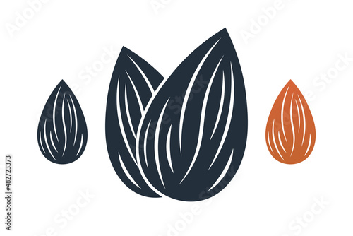 Almond. Simple icon set. Flat style element for graphic design. Vector EPS10 illustration.
