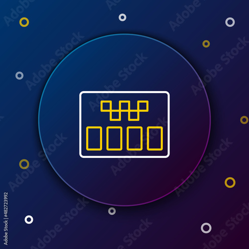 Line Taximeter device icon isolated on blue background. Measurement appliance for passenger fare in taxi car. Colorful outline concept. Vector