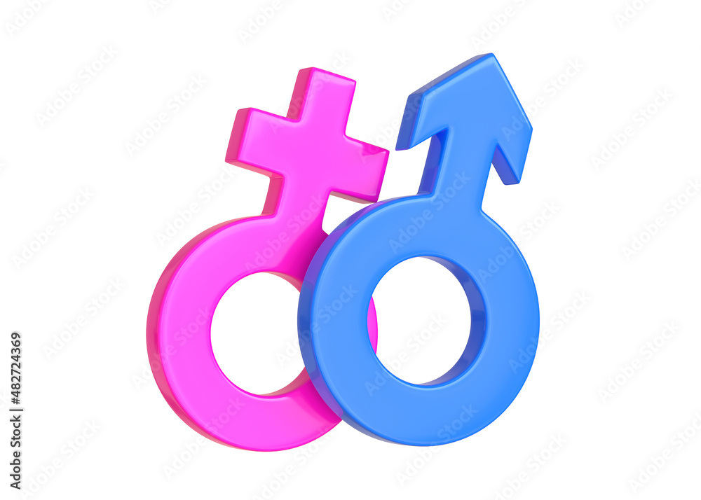 Male and Female symbols isolated on white background. Sexual symbols. Sign of venus and mars. Gender icon. Couple man and woman. 3d Render 3d Illustration Male and Female symbols isolated on white background. Sexual symbols. Sign of venus and mars. Gender icon. Couple man and woman. 3d Render 3d Illustration