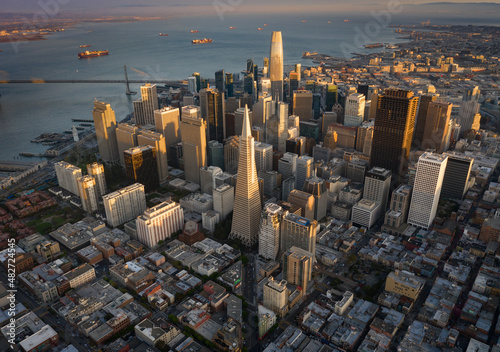 Evening sunlight, downtown San Francisco, California, USA photo