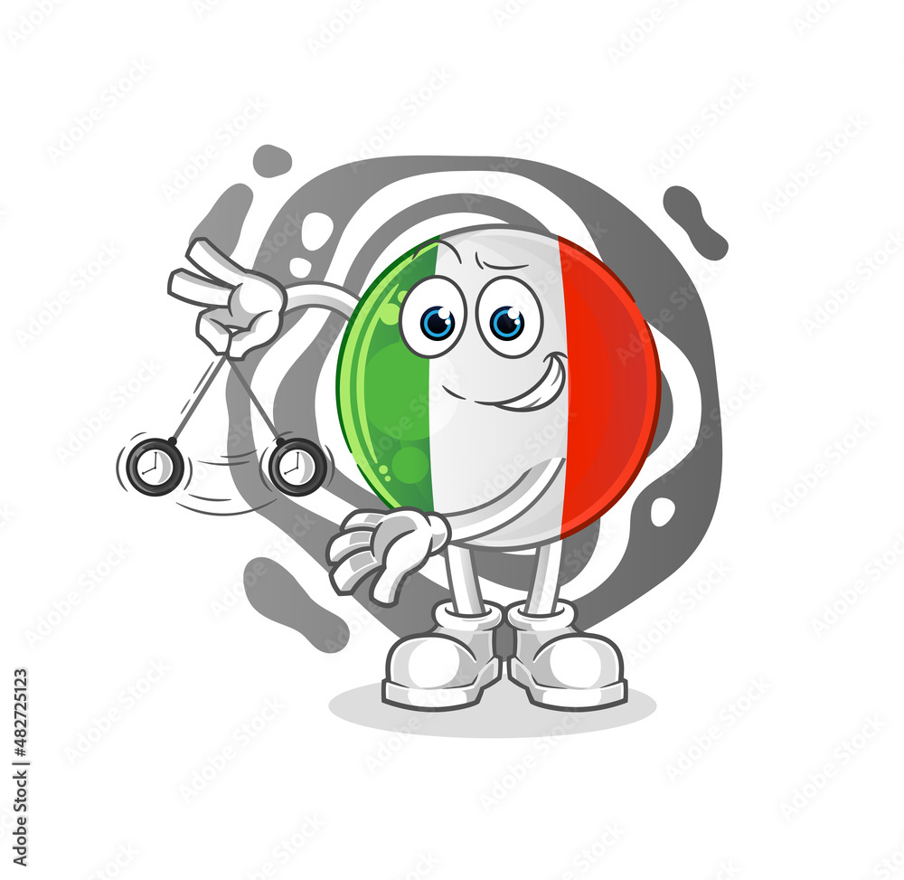 italy flag hypnotizing cartoon. cartoon mascot vector
