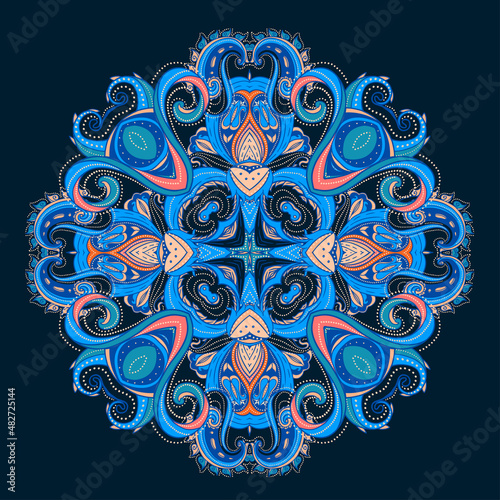 Floral paisley indian vector colorful ornate seamless pattern