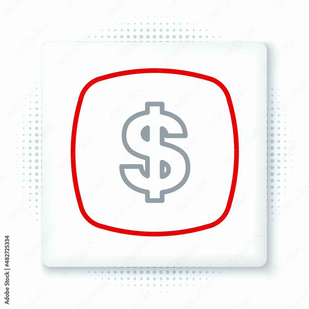 Line Dollar symbol icon isolated on white background. Cash and money, wealth, payment symbol. Casino gambling. Colorful outline concept. Vector Line Dollar symbol icon isolated on white background. Cash and money, wealth, payment symbol. Casino gambling. Colorful outline concept. Vector
