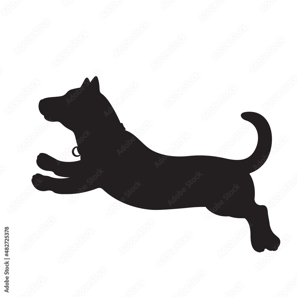 Obraz premium Black silhouette of a running dog