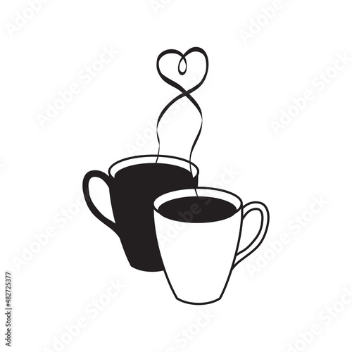 Cups with tea, coffee