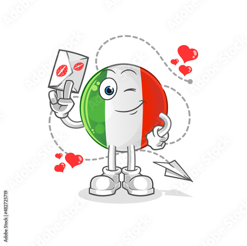 italy flag hold love letter illustration. character vector © dataimasu