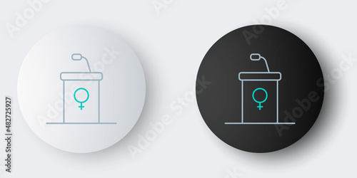 Line Stage stand or debate podium rostrum icon isolated on grey background. Conference speech tribune. Colorful outline concept. Vector