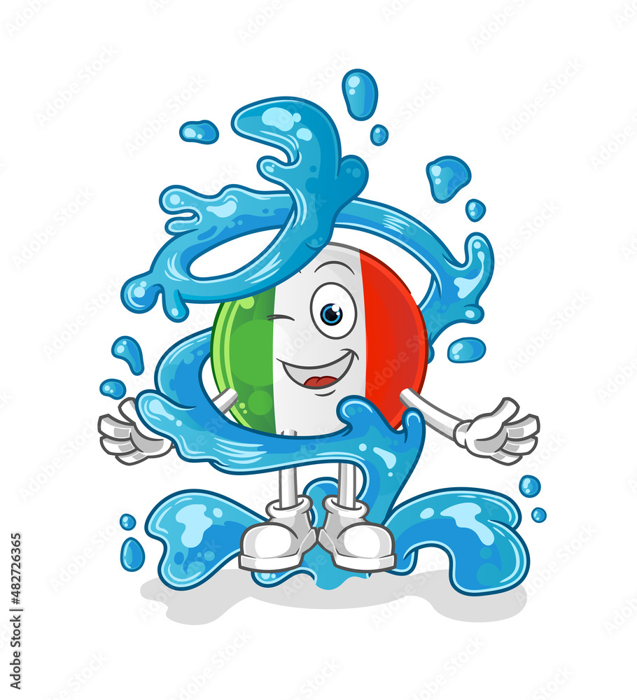 Naklejka premium italy flag fresh with water mascot. cartoon vector