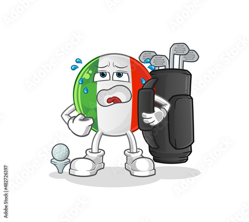 italy flag with golf equipment. cartoon mascot vector
