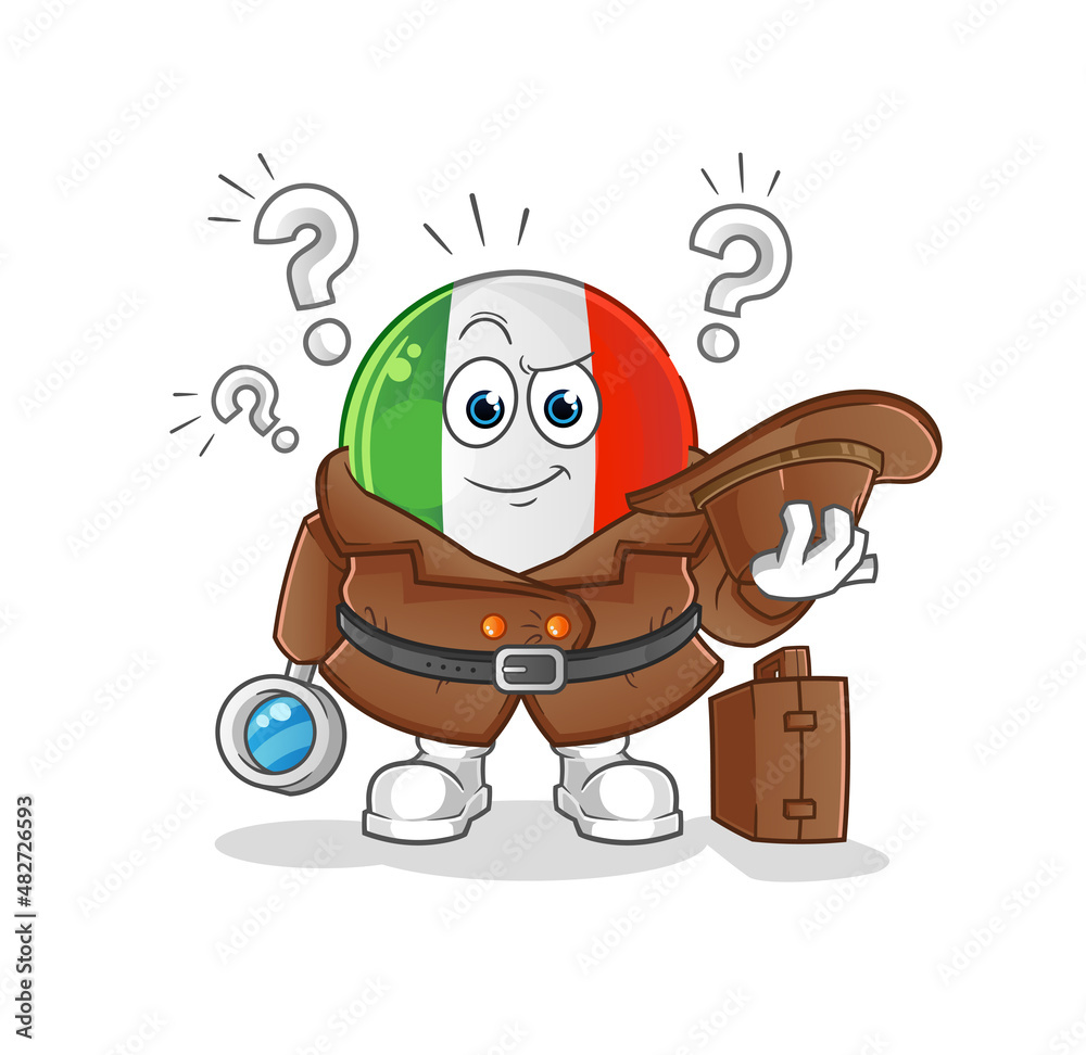 italy flag detective vector. cartoon character italy flag detective vector. cartoon character