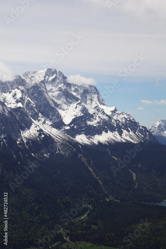 View from Kramerspitz mountain to Garmisch-Partenkirchen  Upper Bavaria  Germany