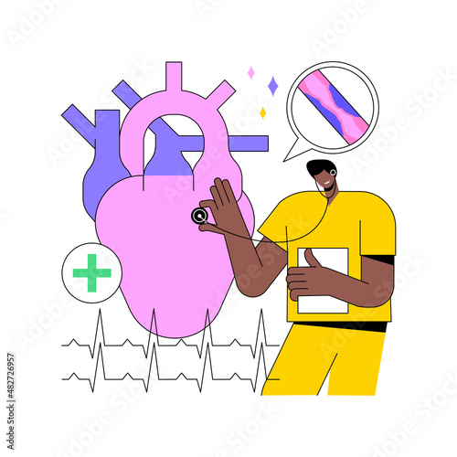 Ischemic heart disease abstract concept vector illustration. Heart dysfunction, ischemic problem, coronary artery disease, infarction risk, ischemia symptoms, cardiology patient abstract metaphor. photo