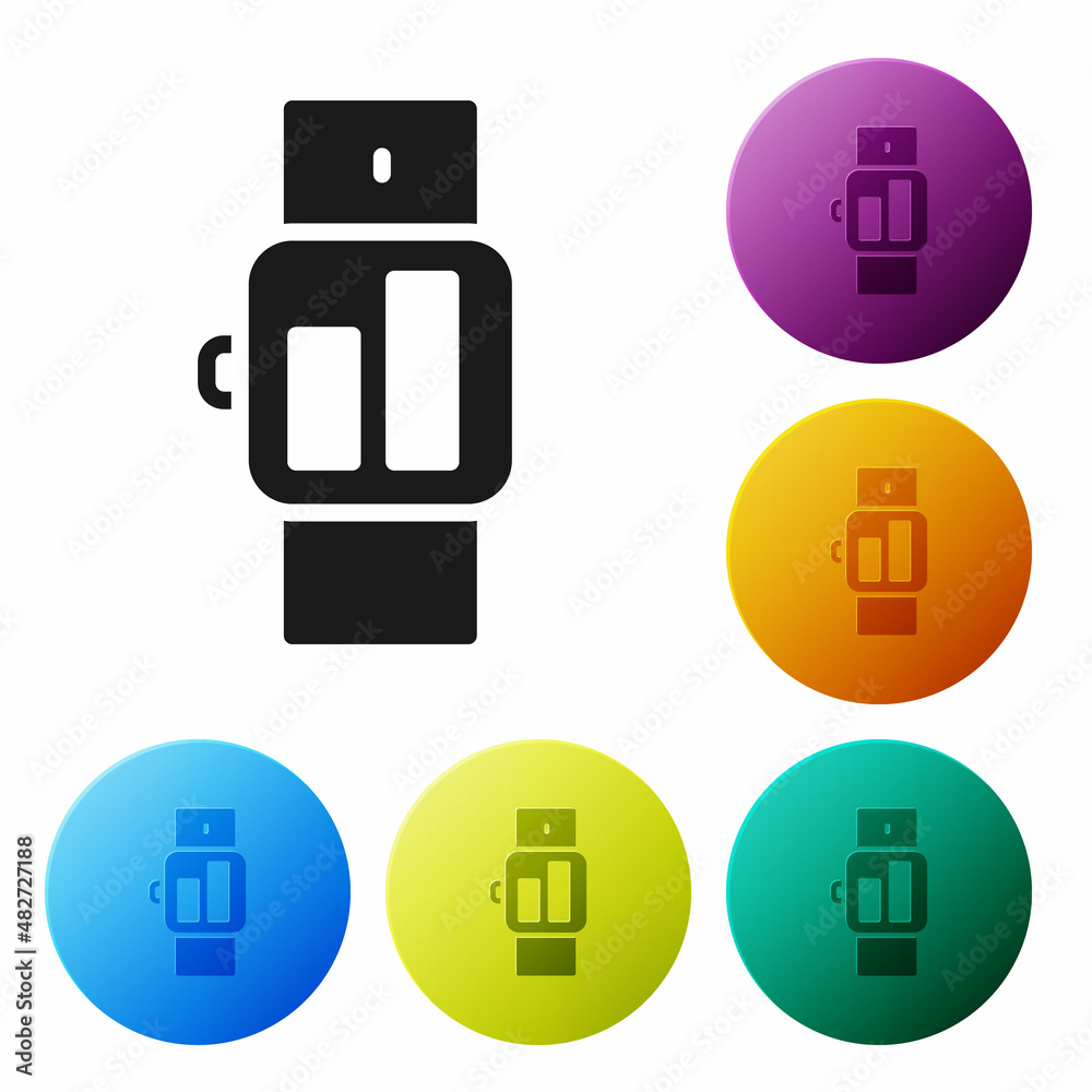 Black Smartwatch icon isolated on white background. Set icons in color circle buttons. Vector Black Smartwatch icon isolated on white background. Set icons in color circle buttons. Vector