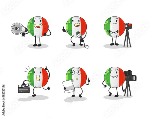 italy flag entertainment group character. cartoon mascot vector