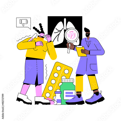 Tuberculosis abstract concept vector illustration. World tuberculosis day, mycobacterium infection, diagnostics and treatment, infectious lung disease, contagious infection abstract metaphor.
