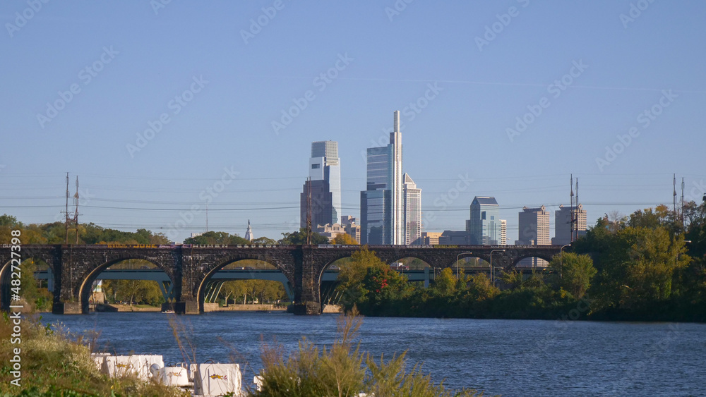 Philadelphia Skyline over River