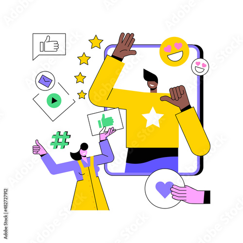 Social media star abstract concept vector illustration. Influencer, social media reach and engagement, celebrity account monetization, personal blog, star content creation abstract metaphor. photo