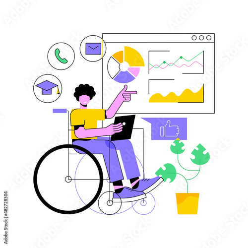 Assistive technology abstract concept vector illustration. Assistive devices for disabled people, adoptive technology, rehabilitation of elderly population, personal daily care abstract metaphor.