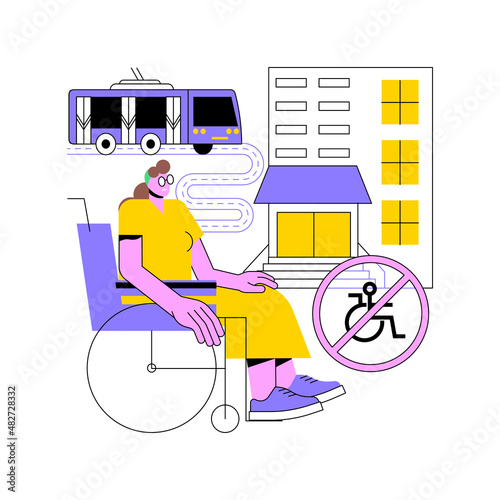 Inaccessible environments abstract concept vector illustration. Inaccessible space, environment, physical mobility barriers, disabled people problem, public place easy access abstract metaphor.