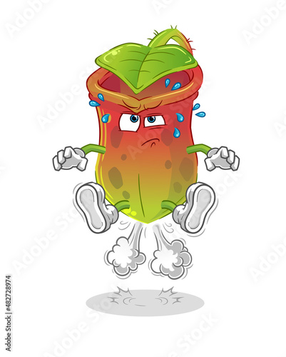 Nepenthes fart jumping illustration. character vector