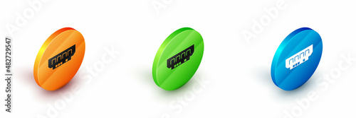 Isometric RAM, random access memory icon isolated on white background. Circle button. Vector