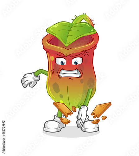 Nepenthes karate mascot. cartoon vector