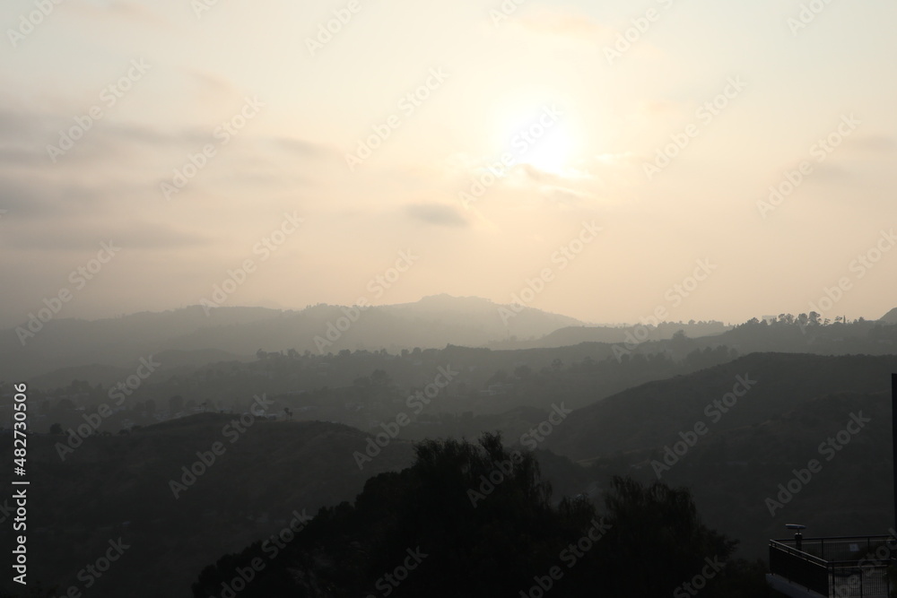 sunrise in the mountains, los angeles