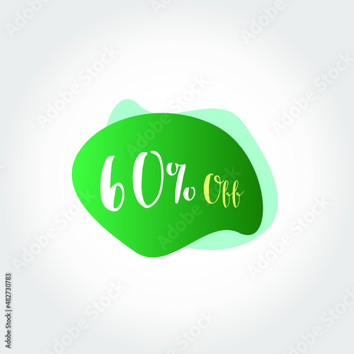 60% off ad with green gradient and grainy green shapes in the background 