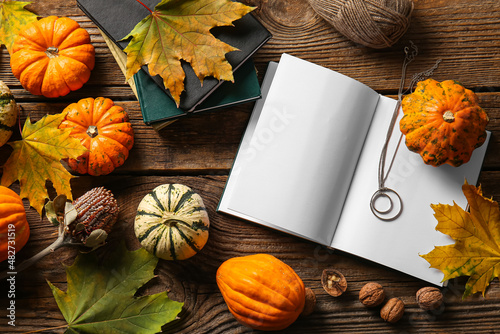 Autumn still life with open...