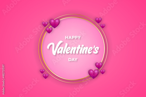 Background of valentines day with elegant frame and heart decorated with typography