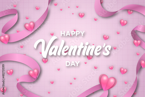 Background of valentines day with heart pattern decorated with typography
