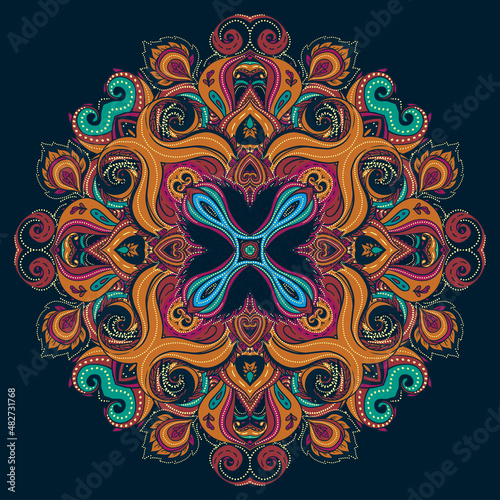 Floral paisley indian vector colorful ornate seamless pattern
