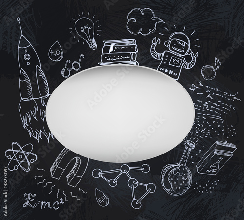 Back to School: science lab objects doodle vintage style sketches seamless pa...