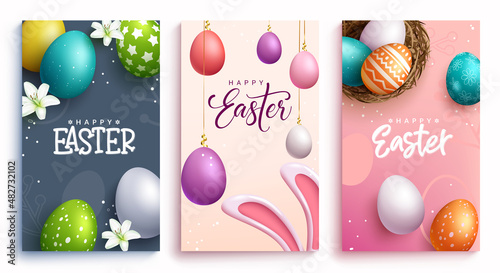 Photo Easter season vector poster set