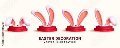 Canvas Easter bunny vector set design