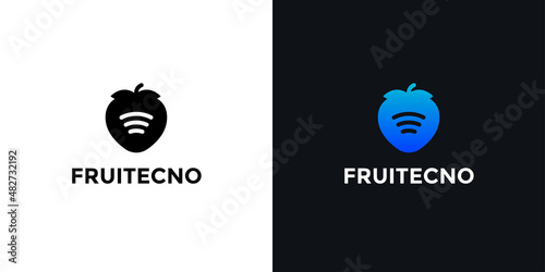 Modern Fruit or strawberry logo for technology logo