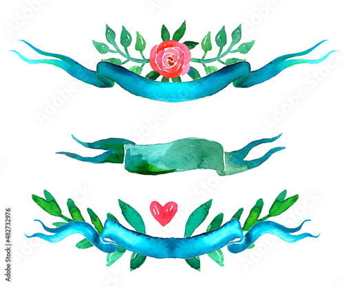 Boho style wedding invitation template. Watercolor illustration.