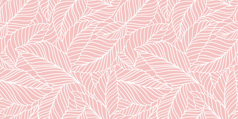 Rideaux Rose clair patrons Elegant seamless pattern with delicate leaves. Vector Hand drawn floral background.  © Oleksandra