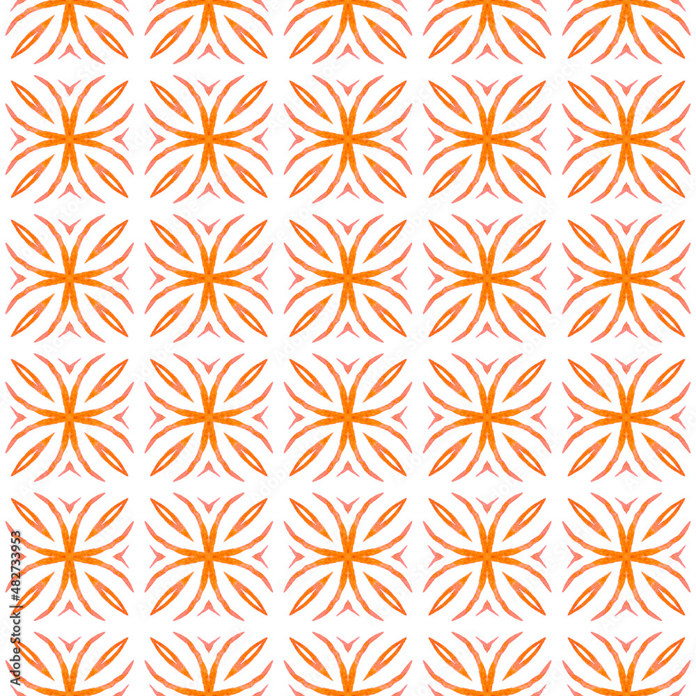 Ikat repeating swimwear design. Orange precious